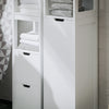 SoBuy BZR123-W Meuble Salle de Bain avec Panier à Linge Colonne Salle de Bain Rangement 145cm Meuble Rangement avec 2 Étagères Ouvertes et Panier à Linge Amovible Colonne Blanche pour Petits Espaces