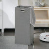 SoBuy BZR123-W Meuble Salle de Bain avec Panier à Linge Colonne Salle de Bain Rangement 145cm Meuble Rangement avec 2 Étagères Ouvertes et Panier à Linge Amovible Colonne Blanche pour Petits Espaces