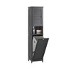 SoBuy BZR124-DG Meuble Colonne avec Panier à Linge – Armoire de Salle de Bain Rangement Étroit Étagère de Salle de Bain Petit Meuble WC Placard Gris 40x170x38 cm