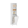 SoBuy BZR124-W Meuble Colonne avec Panier à Linge – Armoire de Salle de Bain Rangement Étroit Étagère de Salle de Bain Petit Meuble WC Placard Blanc 40x170x38 cm