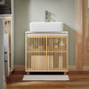 SoBuy BZR125-W Meuble sous Lavabo de Salle de Bain, Meuble sous Vasque à 2 Portes en Bambou, Placard Armoire de Rangement Meuble évier de Cuisine, L60 x P30 x H61 cm