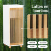 SoBuy BZR126-W Meuble de Salle de Bain avec Panier à Linge – Armoire à Linge, Gain de Place – Meuble de Rangement en Bois, pour Salle de Bain, WC invités, Porte en Bambou, 32x33x85 cm