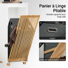 SoBuy BZR126-W Meuble de Salle de Bain avec Panier à Linge – Armoire à Linge, Gain de Place – Meuble de Rangement en Bois, pour Salle de Bain, WC invités, Porte en Bambou, 32x33x85 cm