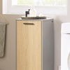 SoBuy BZR132-NG Meuble salle de bain avec panier à linge rabattable Armoire de salle de bain étroite avec pieds en métal & panier à linge amovible – Meuble buanderie en bois, Gris Naturel 31,5x86x30cm