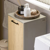SoBuy BZR132-NG Meuble salle de bain avec panier à linge rabattable Armoire de salle de bain étroite avec pieds en métal & panier à linge amovible – Meuble buanderie en bois, Gris Naturel 31,5x86x30cm