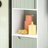 SoBuy BZR137-GR Colonne Salle de Bain étroite avec Sac à Linge Meuble de Salle de Bain Haut avec étagère, Armoire de Rangement Gain de Place pour WC Blanc et Vert 167x31x30cm