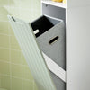 SoBuy BZR137-GR Colonne Salle de Bain étroite avec Sac à Linge Meuble de Salle de Bain Haut avec étagère, Armoire de Rangement Gain de Place pour WC Blanc et Vert 167x31x30cm