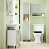 SoBuy BZR137-GR Colonne Salle de Bain étroite avec Sac à Linge Meuble de Salle de Bain Haut avec étagère, Armoire de Rangement Gain de Place pour WC Blanc et Vert 167x31x30cm