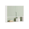 SoBuy BZR140-GR Armoire Murale Salle de Bain Vert et Blanc 60 cm avec 2 Portes, Étagères Réglables et Compartiment Ouvert – M