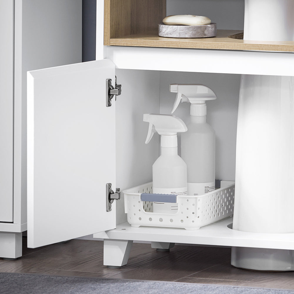 SoBuy BZR148-W Meuble Sous Lavabo de Salle de Bain, Meuble Sous Vasque à 2 Portes