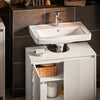 SoBuy BZR157-W Meuble sous Lavabo Salle de Bain Meuble de Rangement avec Étagères Ajustables, Résistant à l'Humidité, Idéal pour Petites Salles de Bain, Blanc, MDF 60x61x30cm