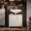 SoBuy BZR157-W Meuble sous Lavabo Salle de Bain Meuble de Rangement avec Étagères Ajustables, Résistant à l'Humidité, Idéal pour Petites Salles de Bain, Blanc, MDF 60x61x30cm