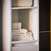 SoBuy BZR158-W Meuble Salle de Bain avec Panier à Linge Colonne Salle de Bbain Armoire Haute Étroite en MDF Blanc avec Étagères Réglables, Rangement Ouvert Parfait pour Petit Espace 30x170x30 cm
