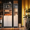 SoBuy BZR158-W Meuble Salle de Bain avec Panier à Linge Colonne Salle de Bbain Armoire Haute Étroite en MDF Blanc avec Étagères Réglables, Rangement Ouvert Parfait pour Petit Espace 30x170x30 cm