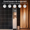 SoBuy BZR158-W Meuble Salle de Bain avec Panier à Linge Colonne Salle de Bbain Armoire Haute Étroite en MDF Blanc avec Étagères Réglables, Rangement Ouvert Parfait pour Petit Espace 30x170x30 cm