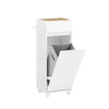 SoBuy BZR159-W Armoire à Linge Meuble Bas avec 4 Petits Compartiments Ouverts et 1 Panier à Linge Amovible
