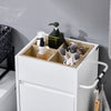 SoBuy BZR159-W Armoire à Linge Meuble Bas avec 4 Petits Compartiments Ouverts et 1 Panier à Linge Amovible
