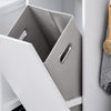 SoBuy BZR159-W Armoire à Linge Meuble Bas avec 4 Petits Compartiments Ouverts et 1 Panier à Linge Amovible