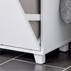 SoBuy BZR159-W Armoire à Linge Meuble Bas avec 4 Petits Compartiments Ouverts et 1 Panier à Linge Amovible