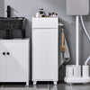 SoBuy BZR159-W Armoire à Linge Meuble Bas avec 4 Petits Compartiments Ouverts et 1 Panier à Linge Amovible