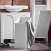 SoBuy BZR161-W Meuble Salle de Bain avec Panier à Linge Armoire de Salle de Bain avec Sac Amovible & Pieds protégés par Silicone Meuble buanderie Compact pour WC invités, Blanc 30x97x30cm