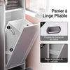 SoBuy BZR161-W Meuble Salle de Bain avec Panier à Linge Armoire de Salle de Bain avec Sac Amovible & Pieds protégés par Silicone Meuble buanderie Compact pour WC invités, Blanc 30x97x30cm