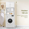 SoBuy BZR165-W Colonne Salle de Bain avec 3 Niveaux, pour Salle de Bain et WC, Rangement Optimisé, Design Fonctionnel, Usage Quotidien – L65×P20×H182 cm, Blanc
