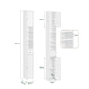 SoBuy BZR167-GW Meuble Colonne Salle de Bain, Armoire de Rangement Placard de Rangement Étroite, 1 Tiroir, 2 Portes et 5 Compartiments Ouverts, Étagères Réglables, Blanc Brillant, 20x20x180 cm