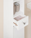 SoBuy BZR167-GW Meuble Colonne Salle de Bain, Armoire de Rangement Placard de Rangement Étroite, 1 Tiroir, 2 Portes et 5 Compartiments Ouverts, Étagères Réglables, Blanc Brillant, 20x20x180 cm