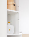 SoBuy BZR167-GW Meuble Colonne Salle de Bain, Armoire de Rangement Placard de Rangement Étroite, 1 Tiroir, 2 Portes et 5 Compartiments Ouverts, Étagères Réglables, Blanc Brillant, 20x20x180 cm