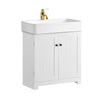 SoBuy BZR18-W Meuble sous lavabo Salle de Bain –Meuble sous Vasque avec Portes et étagère réglable – Meuble de Rangement de Salle de Bain Compact en MDF, Blanc, 60x60x29cm