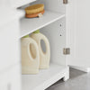 SoBuy BZR18-W Meuble sous lavabo Salle de Bain –Meuble sous Vasque avec Portes et étagère réglable – Meuble de Rangement de Salle de Bain Compact en MDF, Blanc, 60x60x29cm