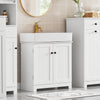 SoBuy BZR18-W Meuble sous lavabo Salle de Bain –Meuble sous Vasque avec Portes et étagère réglable – Meuble de Rangement de Salle de Bain Compact en MDF, Blanc, 60x60x29cm