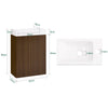 SoBuy BZR196-BR Meuble Sous Vasque Suspendu Bois Foncé avec Lavabo Céramique, Porte Soft-Close Sans Poignée, Étagère, 15kg – 40x22x56 cm