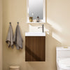 SoBuy BZR196-BR Meuble Sous Vasque Suspendu Bois Foncé avec Lavabo Céramique, Porte Soft-Close Sans Poignée, Étagère, 15kg – 40x22x56 cm