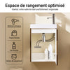 SoBuy BZR196-BR Meuble Sous Vasque Suspendu Bois Foncé avec Lavabo Céramique, Porte Soft-Close Sans Poignée, Étagère, 15kg – 40x22x56 cm