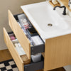 SoBuy BZR198-N Meuble Suspendu pour Lavabo avec Miroir Meuble sous Vasque avec Miroir Ensemble de Lavabo avec Miroir Meuble Lave-Mains avec Miroir, Couleur Bois