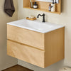 SoBuy BZR198-N Meuble Suspendu pour Lavabo avec Miroir Meuble sous Vasque avec Miroir Ensemble de Lavabo avec Miroir Meuble Lave-Mains avec Miroir, Couleur Bois