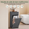 SoBuy BZR21-II-DG Meuble Bas de Salle de Bain, Armoire Toilette avec 1 Tiroir et 1 Panier à Linge Pliable, Meuble de Rangement, Corbeille à Linge, Coffre à Linge, Porte Vêtement, 40x38x90cm, Gris