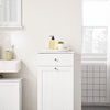 SoBuy BZR21-II-W Meuble Bas de Salle de Bain, Armoire Toilette avec 1 Tiroir et 1 Panier à Linge Pliable, Meuble de Rangement, Corbeille à Linge, Coffre à Linge, Porte Vêtement, 40x38x90cm, Blanc