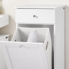 SoBuy BZR21-II-W Meuble Bas de Salle de Bain, Armoire Toilette avec 1 Tiroir et 1 Panier à Linge Pliable, Meuble de Rangement, Corbeille à Linge, Coffre à Linge, Porte Vêtement, 40x38x90cm, Blanc