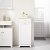 SoBuy BZR21-II-W Meuble Bas de Salle de Bain, Armoire Toilette avec 1 Tiroir et 1 Panier à Linge Pliable, Meuble de Rangement, Corbeille à Linge, Coffre à Linge, Porte Vêtement, 40x38x90cm, Blanc