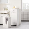 SoBuy BZR21-II-W Meuble Bas de Salle de Bain, Armoire Toilette avec 1 Tiroir et 1 Panier à Linge Pliable, Meuble de Rangement, Corbeille à Linge, Coffre à Linge, Porte Vêtement, 40x38x90cm, Blanc