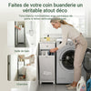 SoBuy BZR21-II-W Meuble Bas de Salle de Bain, Armoire Toilette avec 1 Tiroir et 1 Panier à Linge Pliable, Meuble de Rangement, Corbeille à Linge, Coffre à Linge, Porte Vêtement, 40x38x90cm, Blanc