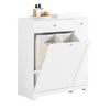 SoBuy BZR214-W Meuble Salle de Bain avec Panier à Linge Colonne de Rangement avec 1 Tiroir, et Compartiment Coulissant, Armoire de Salle de Bain Étanche 78x38x90cm Idéal pour WC, Lavabo, Toilettes