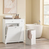 SoBuy BZR214-W Meuble Salle de Bain avec Panier à Linge Colonne de Rangement avec 1 Tiroir, et Compartiment Coulissant, Armoire de Salle de Bain Étanche 78x38x90cm Idéal pour WC, Lavabo, Toilettes