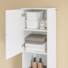 SoBuy BZR216-W Colonne de Salle de Bain avec Panier à Linge 45 L, Tiroir, Étagère Réglable et Porte Réversible – Charge 34 kg – 40×38×180 cm, Blanc