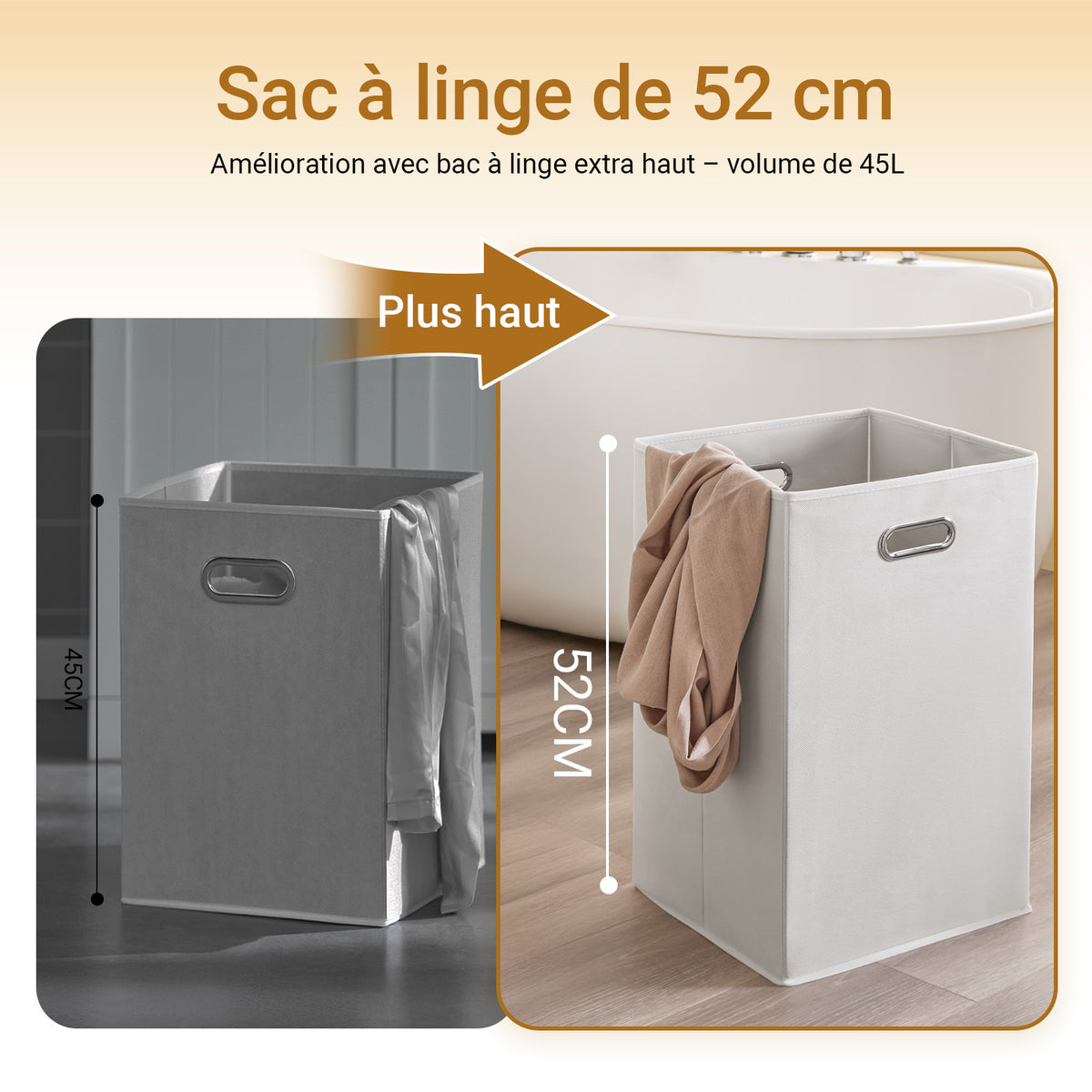 SoBuy BZR216-W Colonne de Salle de Bain 40 × 38 × 180 cm, Panier à Linge 45 L, Tiroir et Porte Réversible – Blanc