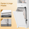 SoBuy BZR216-W Colonne de Salle de Bain avec Panier à Linge 45 L, Tiroir, Étagère Réglable et Porte Réversible – Charge 34 kg – 40×38×180 cm, Blanc
