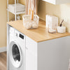SoBuy BZR217-WN Meuble Machine à Laver – Meuble de Salle de Bain avec Panier à Linge et tiroir, pour Lave-Linge et sèche-Linge, Armoire pour Machine à Laver en Bois, Blanc, 100 x 60 x 90 cm